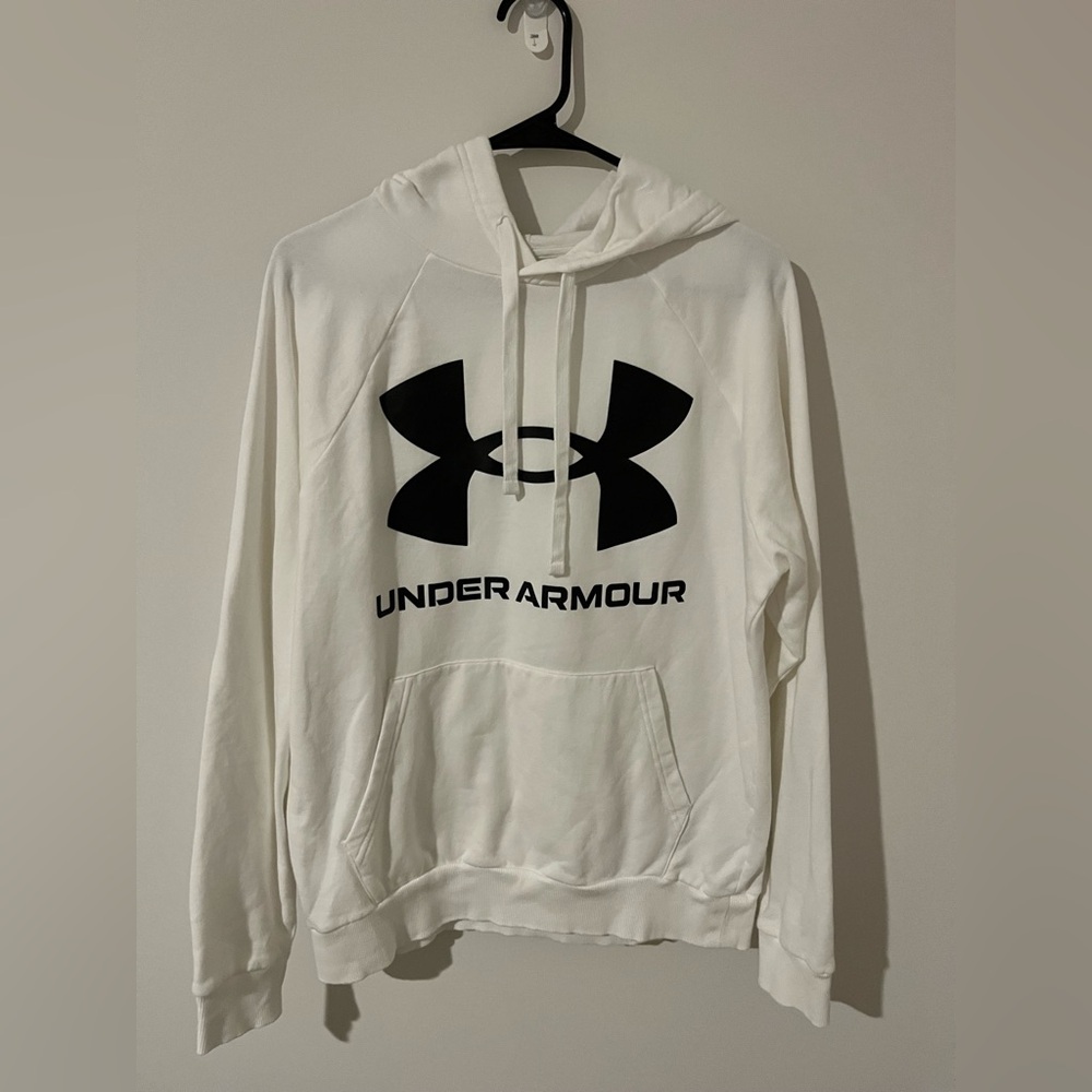 UNDER ARMOUR - White Hoodie with Black Accents - Men’s Size Medium